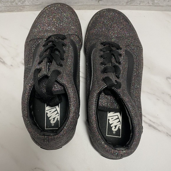 Vans Black Rainbow Glitter Sneakers Youth Size 3.5 - Picture 5 of 8